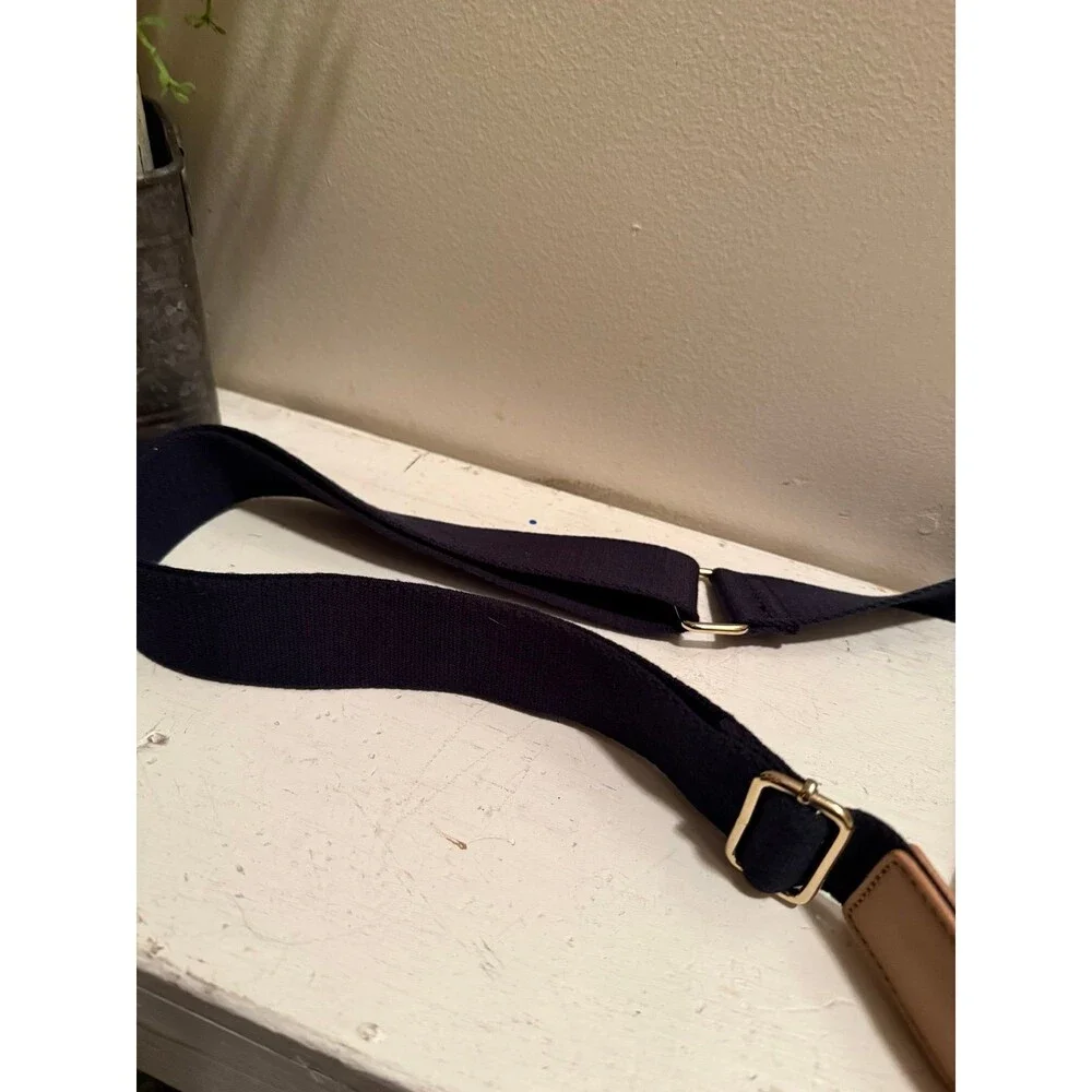 Tommy Hilfiger Genuine, Leather Stripped Saddle Crossbody Bag EUC